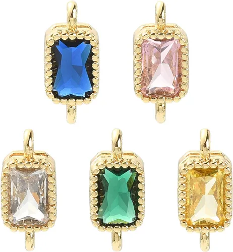 Miniatura 14 de Ipotkitt - 20 piezas de dijes de cobre con circonita cúbica micropavé en forma de flor con anillo de salto, dijes con forma de planta y flor