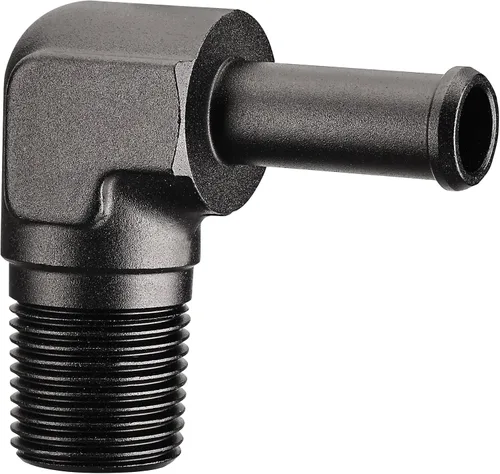 Miniatura 22 de EVIL ENERGY 3/8" NPT macho a 1/2" adaptador de montaje de púas 45 grados aluminio negro