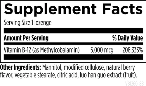Miniatura 5 de Pastillas de vitamina B12 de Designs for Health - Vitaminas B12 de 5000 mcg de metilcobalamina - Suplementos de vitamina B12 - Vegano + Sin GMO