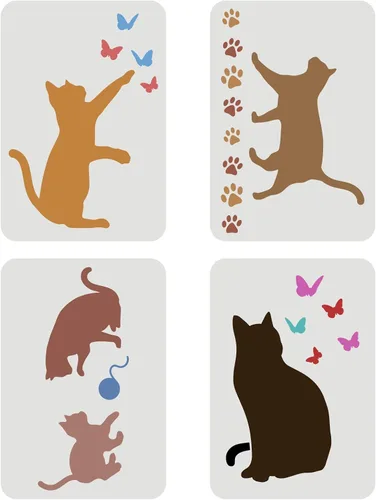 FINGERINSPIRE 4 plantillas de mariposa de gato de 11.7 x 8.3 pulgadas, tamaño A4, plantilla de vinilo grande reutilizable para pintar sobre tela de