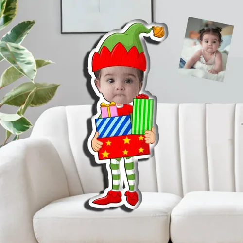 Miniatura 9 de Drawelry Almohada de Navidad con foto de cara personalizada: divertido y lindo Papá Noel animales impresión 3D retrato personalizado imagen almohada