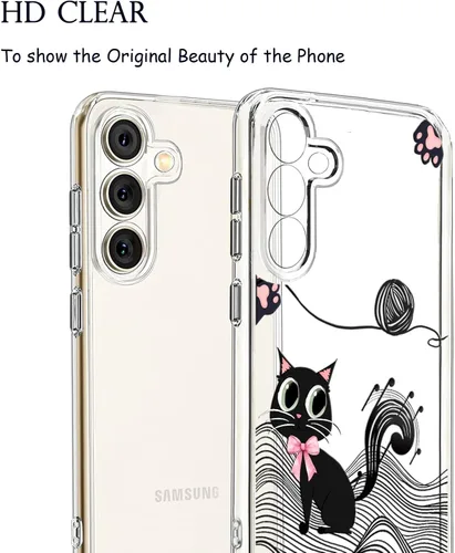 Miniatura 3 de Unov Funda transparente compatible con Galaxy S23 FE con diseño de TPU suave, absorción de golpes, diseño delgado en relieve, cubierta trasera Gato