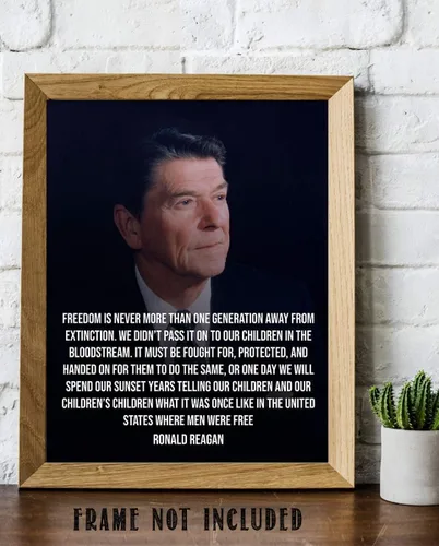 Miniatura 7 de REGALOS DE LUJO AMERICANO Arte de pared con cita patriótica – “La libertad está a una generación de distancia” – Cartel de retrato presidencial