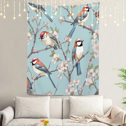 Miniatura 41 de Shrahala Tapiz de pared azul brillante, acuarela azul degradado para colgar en la pared, tapiz grande decorativo de fibra de poliéster, dobladillo