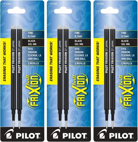 Miniatura 2 de Pilot, FriXion Ball - Recambios de tinta de gel para bolígrafos borrables, punta fina de 0.028 in, paquete de 6 (3 paquetes de 2), color azul