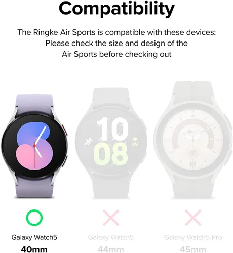 Miniatura 2 de Ringke Air Sports - Funda compatible con Samsung Galaxy Watch 5 de 1.575 pulgadas (1.575 in), suave, flexible, ligera, delgada, de poliuretano