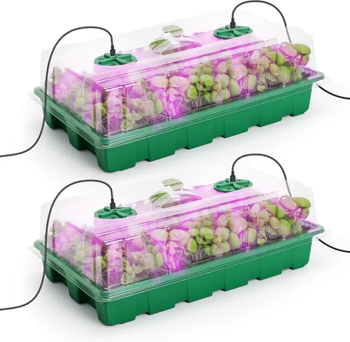 Miniatura 12 de MIXC Bandejas de Plántulas Bandeja Iniciadora de Semillas, Paquete de 5 Mini Propagador Kit de Invernadero de Plantas con Cúpulas Ventiladas de Verde