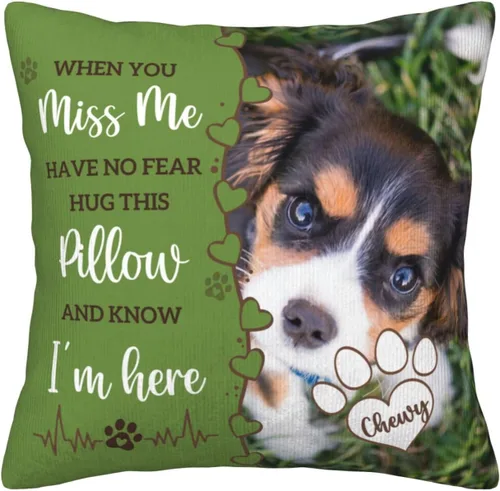 Miniatura 12 de Almohada Decorativa Conmemorativa Personalizada para Mascotas con Foto, Regalo de Condolencias por Pérdida de Perro/Gato, Regalos de Recuerdo