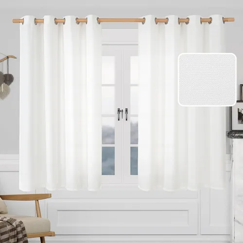 Miniatura 49 de LAMIT Cortinas de Lino Blancas Semitransparentes para Dormitorio, Paneles Filtrantes de Luz, Cortinas de Lino con Ojales de Protección de Privacidad