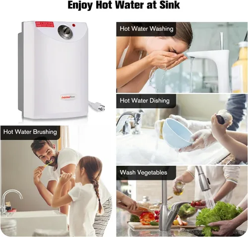 Miniatura 3 de Thermoflow Calentador de agua eléctrico con mini tanque, 4.0 galones, 120 V, con cable, para debajo del fregadero, pequeño calentador de agua