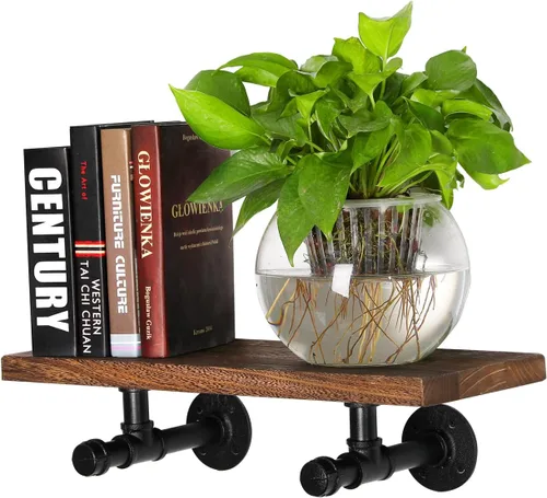 Miniatura 4 de Soportes de estante de tubo industrial de 3/4", soportes de estantería DIY de hierro negro montados en pared para colgar, soportes de tubería