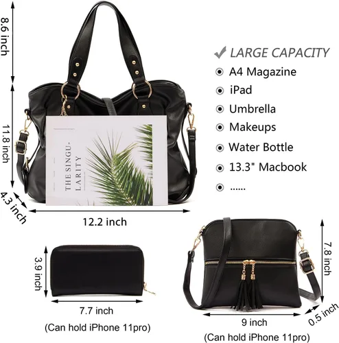 Miniatura 3 de Juego de carteras y carteras para mujer, bolso grande con cartera, 3