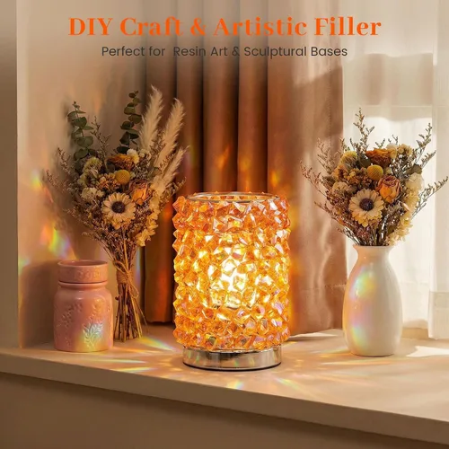 Miniatura 6 de DomeStar 180 piezas de hielo falso, diamantes falsos acrílicos de color naranja deslumbrante, relleno de jarrón, gemas de plástico brillantes