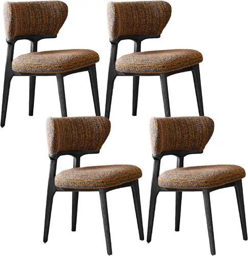 Miniatura 8 de Sillas de comedor retro, juego de sillas de comedor de madera, silla de cocina tapizada, silla de tocador de recepción, asiento sin brazos con Negro