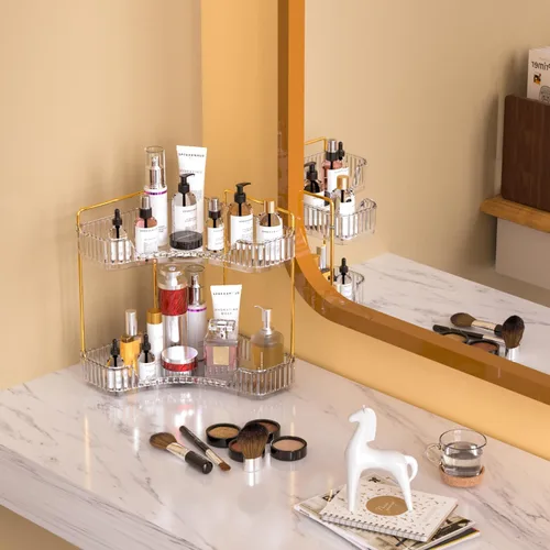 Miniatura 7 de GTI Organizador de 2 niveles para encimera de baño, organizador de esquina multifunción para encimera de baño, organizador de maquillaje y perfume