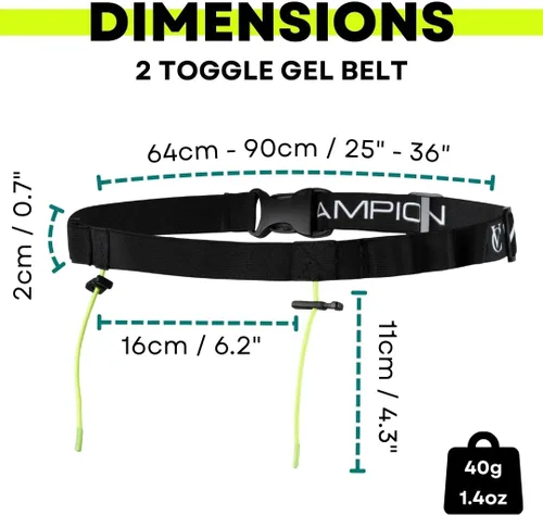 Miniatura 7 de VeloChampion Cinturón Riñonera para Correr – Ajuste Elástico Extensible para Triatlón, Maratón, Ciclismo y Portanúmeros de Carrera, Negro