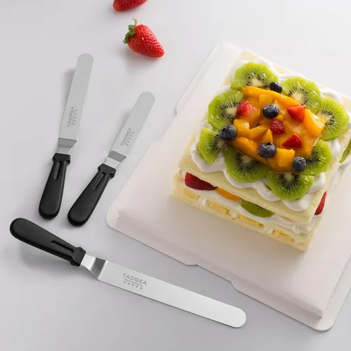 Miniatura 5 de TACGEA Espátula de glaseado, espátula inclinada para pastel con hoja de acero inoxidable de 6 pulgadas, 8 pulgadas, 10 pulgadas, juego de 3