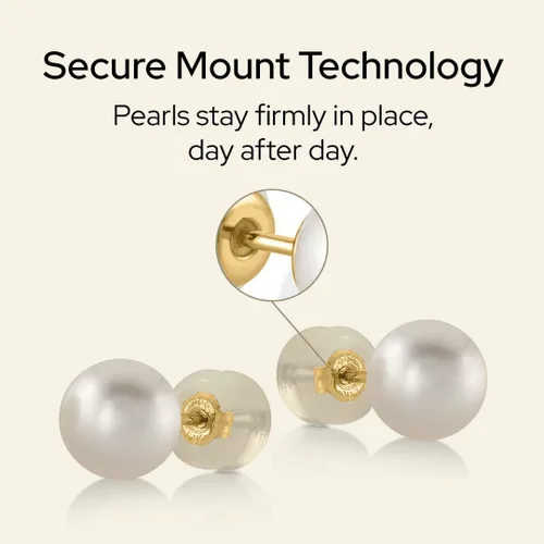 Miniatura 6 de THE PEARL SOURCE White Japanese Akoya Pearl Stud Earrings for Women – Genuine Cultured Pearls, Hypoallergenic Jewelry with Secure 14k Gold Backing
