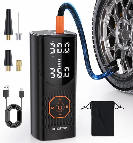 Inflador de neumáticos, compresor de aire portátil, bomba de aire de 160 PSI para neumáticos de automóvil con medidor de presión digital, luz LED e