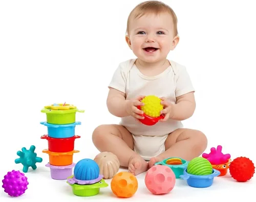 Pelotas sensoriales para bebés y niños, juguetes Montessori suaves para bebés de 6 a 12 meses, juguetes sensoriales para bebés y niños pequeños,