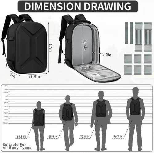 Miniatura 3 de Mochila para cámara, DSLR/SLR/SLR/sin espejo para cámara fotográfica con cubierta para lluvia, funda rígida impermeable para cámara con soporte