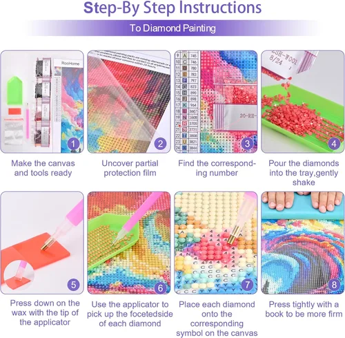 Miniatura 4 de Kits de Arte de Diamantes DIY para Adultos - Juego Completo de Pintura de Diamantes 5D con Detalles Completos de Nubes Auspiciosas y Coloridas
