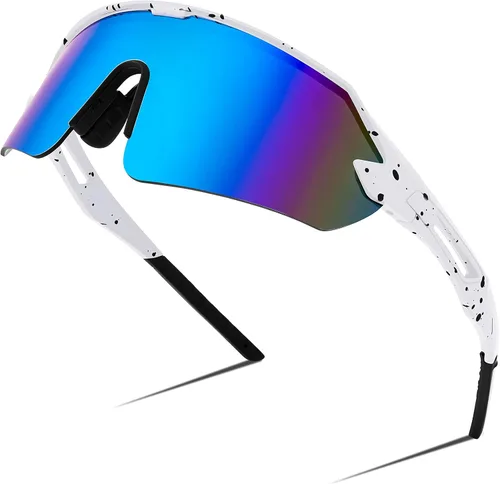 Miniatura 14 de FEISEDY Gafas de sol deportivas para hombres y mujeres, protección UV400 al aire libre, ciclismo, conducción, pesca, B2987 004 Negro Lente Espejo