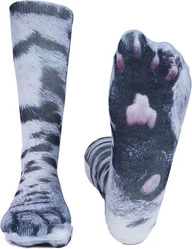 Miniatura 4 de Calcetines de patas de animales, loco diseño en 3D de patas de gatos, perros y tigres. Divertido regalo navideño para mujer u hombre adultos