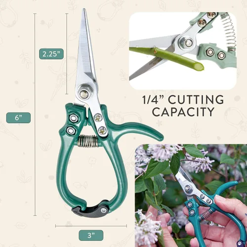 Miniatura 7 de Tijeras de podar Modern Sprout - Tijeras para cortar hierbas - Herramientas de jardinería ligeras con fácil bloqueo - Tijeras de jardín para cortar