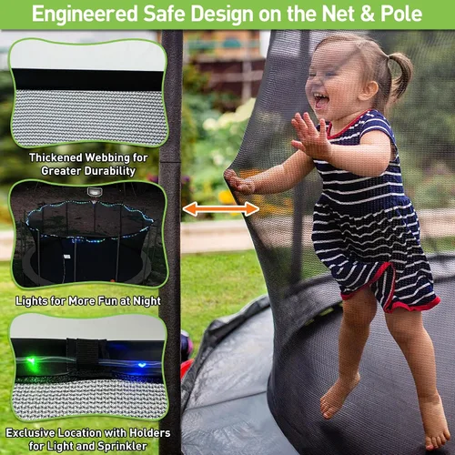 Miniatura 3 de LHX Trampolín de 8, 10, 12, 14, 15, 16 pies, para exteriores, 1500 libras con aro de baloncesto, trampolín grande y resistente para niños y adultos