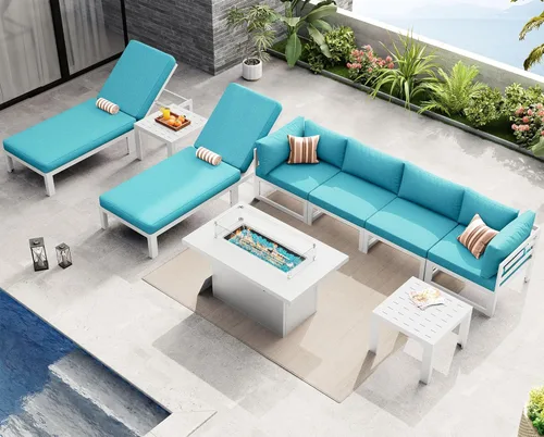 Miniatura 83 de NICESOUL - Juego de 10 muebles de patio extra grandes de aluminio moderno, sofá para exteriores con asiento de 29" de profundidad y ancho, 500 lbs