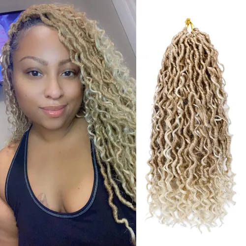 Miniatura 42 de Goddess Locs - Cabello de ganchillo de 10 pulgadas, 7 paquetes de cabello de ganchillo bohemio sintético para mujeres negras, rastas de ganchillo #1B