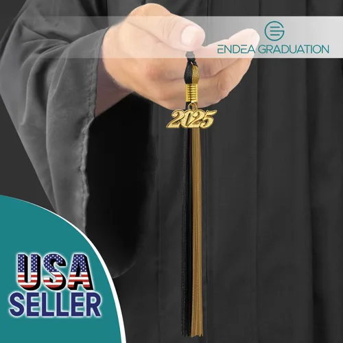 Miniatura 2 de Endea Graduation Borla de doble color con gota de fecha plateada (negro/oro antiguo, 2025)