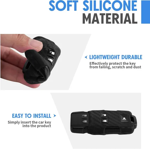 Miniatura 4 de Funda para llavero con patrón de fibra de carbono de silicona Compatible con Chevrolet Colorado Silverado Suburban Tahoe Compatible con GMC Canyon