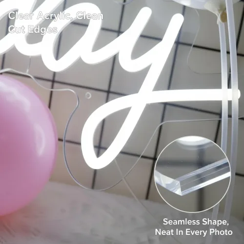 Miniatura 7 de Letrero de neón de feliz cumpleaños, letrero LED acrílico, letras iluminadas, letreros LED de neón para decoración de pared, telón de fondo