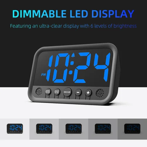 Miniatura 3 de Pequeño reloj digital LED para dormitorio, reloj despertador fuerte para adultos y adolescentes que duermen mucho Reloj de escritorio eléctrico