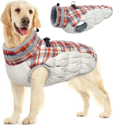 Miniatura 53 de FUAMEY - Chaqueta de invierno para perro, chaleco acolchado con arnés, ropa cálida para mascotas, abrigo con cremallera, impermeable, para perros