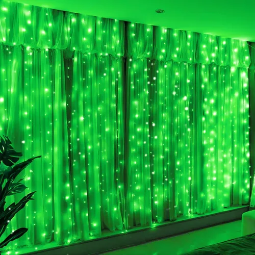 Miniatura 10 de HXWEIYE 300 luces LED de cortina de hadas, 9.8 x 9.8 pies, enchufe USB, 8 modos de luces colgantes de Navidad con control remoto para dormitorio