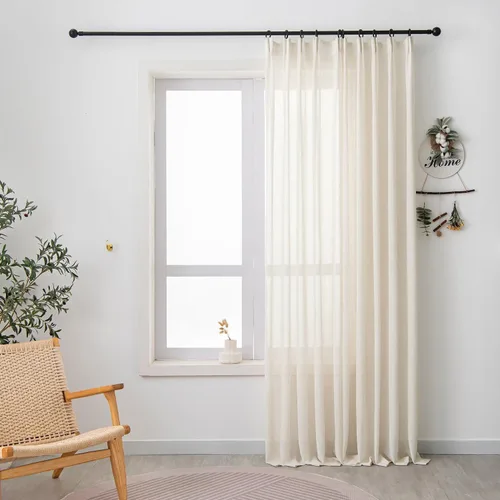 Miniatura 2 de Cortinas semitraslúcidas de lino neutro de 84 pulgadas de largo, cortinas y cortinas de lino beige crema que filtran la luz, tratamientos modernos