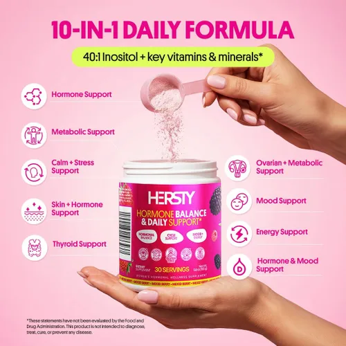 Miniatura 3 de Myo-inositol & D-Chiro Inositol 40:1 Polvo de magnesio para mujeres, con L-5-MTHF, vitamina D3, zinc magnesio, selenio y yodo, equilibrio hormonal