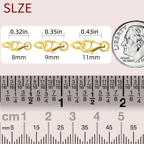 Miniatura 2 de Cierres de langosta de oro de 18 quilates para hacer joyas, cierre de pinza de langosta de plata de ley 925 con anillos de salto para collares