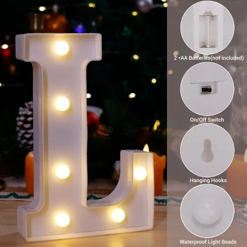 Miniatura 3 de Letrero LED de marquesina, letras iluminadas del alfabeto, letras LED que funcionan con pilas, para luz nocturna, bodas, cumpleaños, fiestas, Letra L