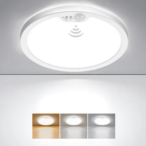 Miniatura 10 de BLNAN Lámpara de techo con sensor de movimiento con cable, 8.7 pulgadas, 3000 K, 4000 K, 5000 K, seleccionable, lámpara LED de montaje empotrado
