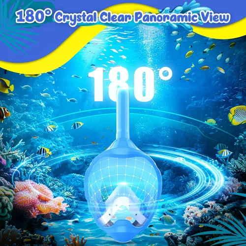 Miniatura 5 de Kids Full Face Snorkel Mask, Snorkeling Gear for Kids, Kids Scuba Mask and Snorkel, Diving Mask, Snorkeling Set, 180 Degree Panoramic View Anti-Fog