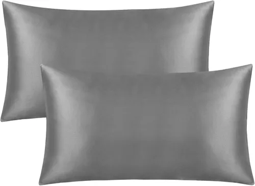 Miniatura 21 de FLXXIE Paquete de 2 fundas de almohada estándar de satén con cremallera para cabello y piel, sedosas y súper suaves (20 x 26 pulgadas), fundas