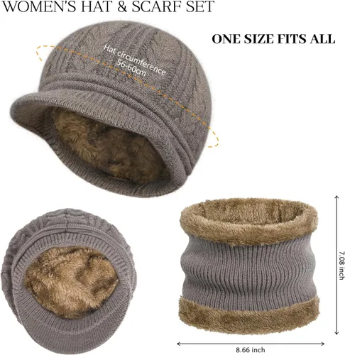 Miniatura 3 de Gorro de invierno para mujer, con forro polar, cálido, tejido, holgado, con visera