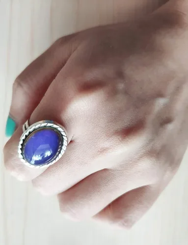 Miniatura 5 de 2 anillos ovalados para el estado de ánimo, estilo retro, ajustable, para amantes y amigos, talla única