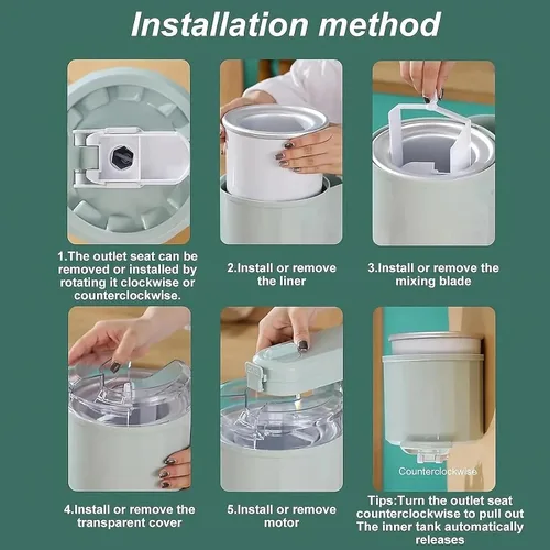 Miniatura 7 de Máquina de helado suave de 1 L para el hogar, mini máquina automática de helados y yogur, máquina compacta para bar y café