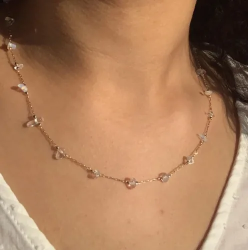 Miniatura 3 de JURYLOO Gargantilla con cuentas, hecha a mano, gargantilla de piedra de cristal curativo, collares de piedras preciosas bohemias, collares dorados