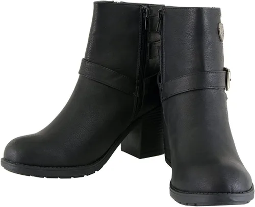 Miniatura 3 de Milwaukee MBL9405 - Botas cortas de cuero para mujer, con cremallera lateral y triple hebilla de ajuste